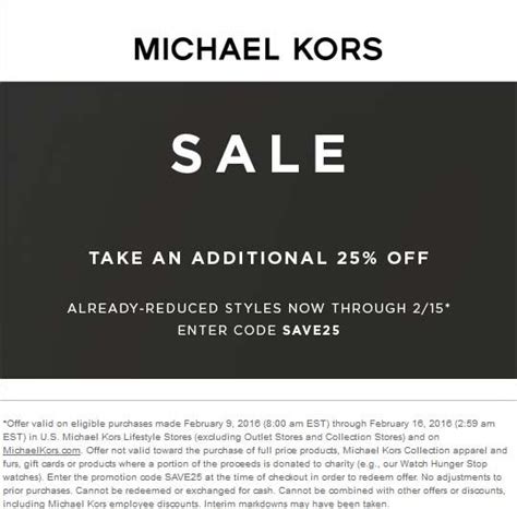 michael kors first order promo code|michael kors extra discount code.